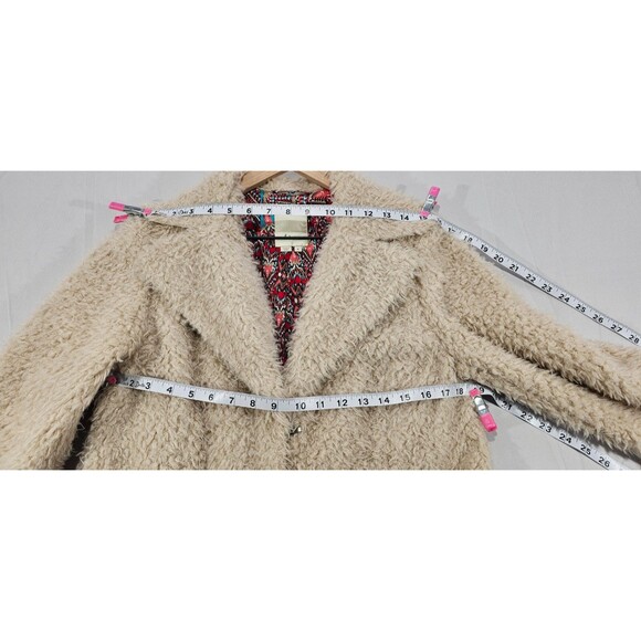 Anthropologie Elevenses Fira Sherpa Coat Shaggy Beige Fairy Grunge Boho Size M - Picture 13 of 16